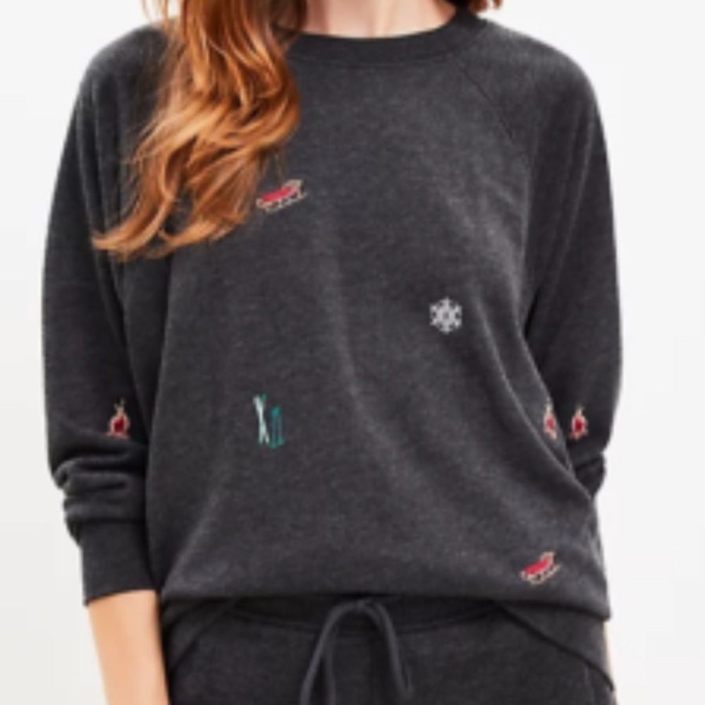 Lou & Grey - Holiday / Winter / Ski Motif - Embroidered Sweatshirt